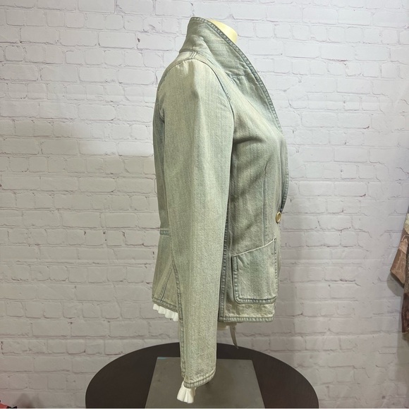 DKNY womens denim fitted blazer jacket dirty wash vintage 90s Y2K in size 6 NWT - Picture 8 of 16